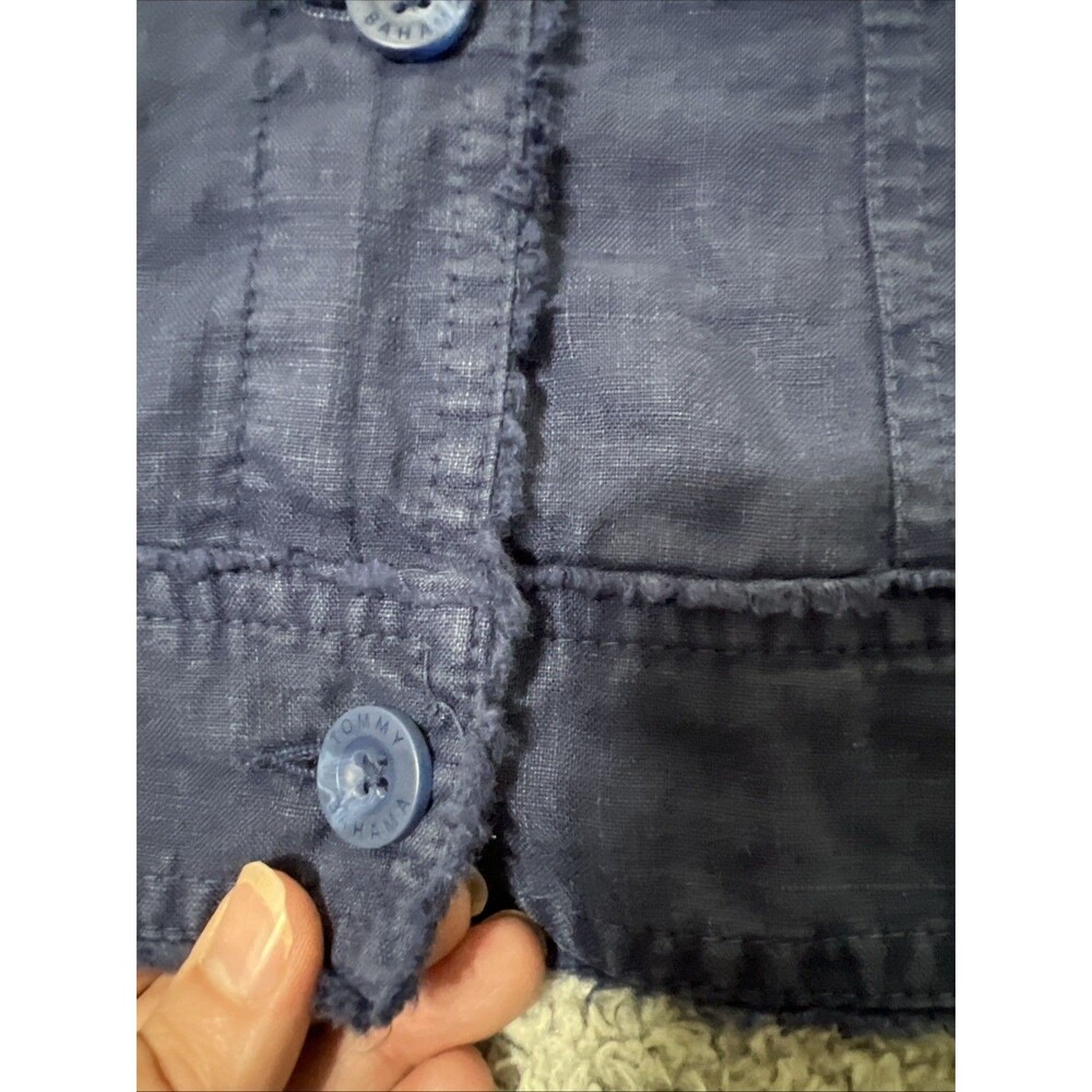 Tommy Bahama linen button up Distressed jacket Blue Sm Boho Cottage Core Beachy - Picture 7 of 10